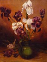 Iris dans un pot vert
