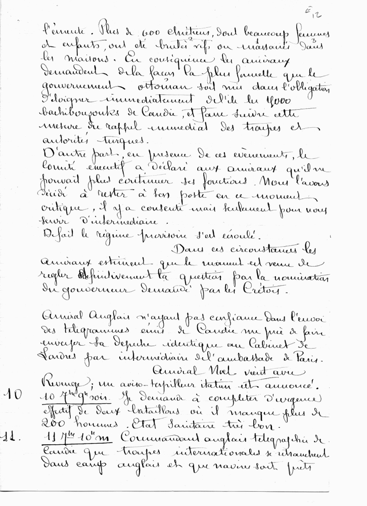 6-14/09/1898 Affaire de Candie - Télégrammes de l'Amiral Pottier à son Gouvernement suite 2