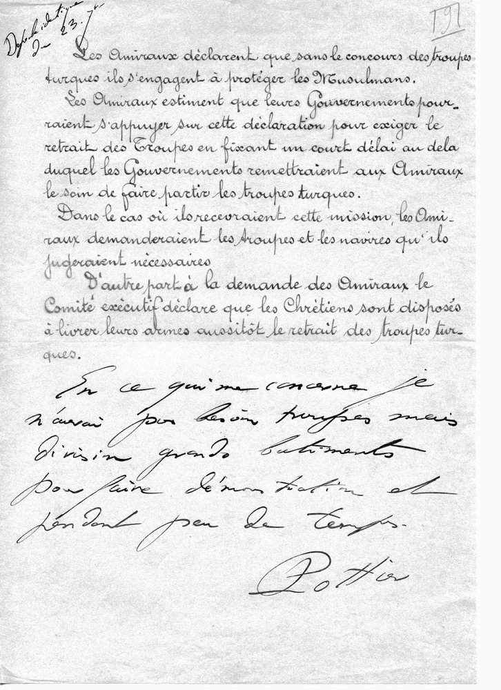 23/09/1898 Dépêche des Amiraux à leurs Gouvernements
